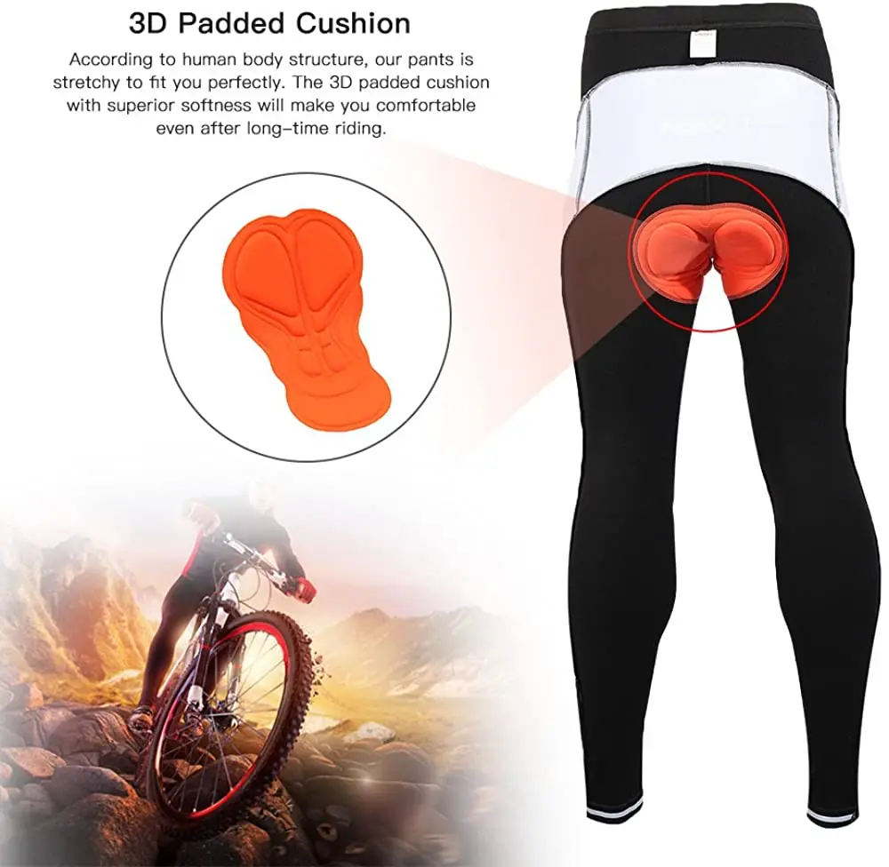 

2021 Men's Winter Cycling Bike Jersey Long Sleeve with 3 Quick Dry Rear Pockets Biking Shirt 3D Pant Cushion Reflective Stripe