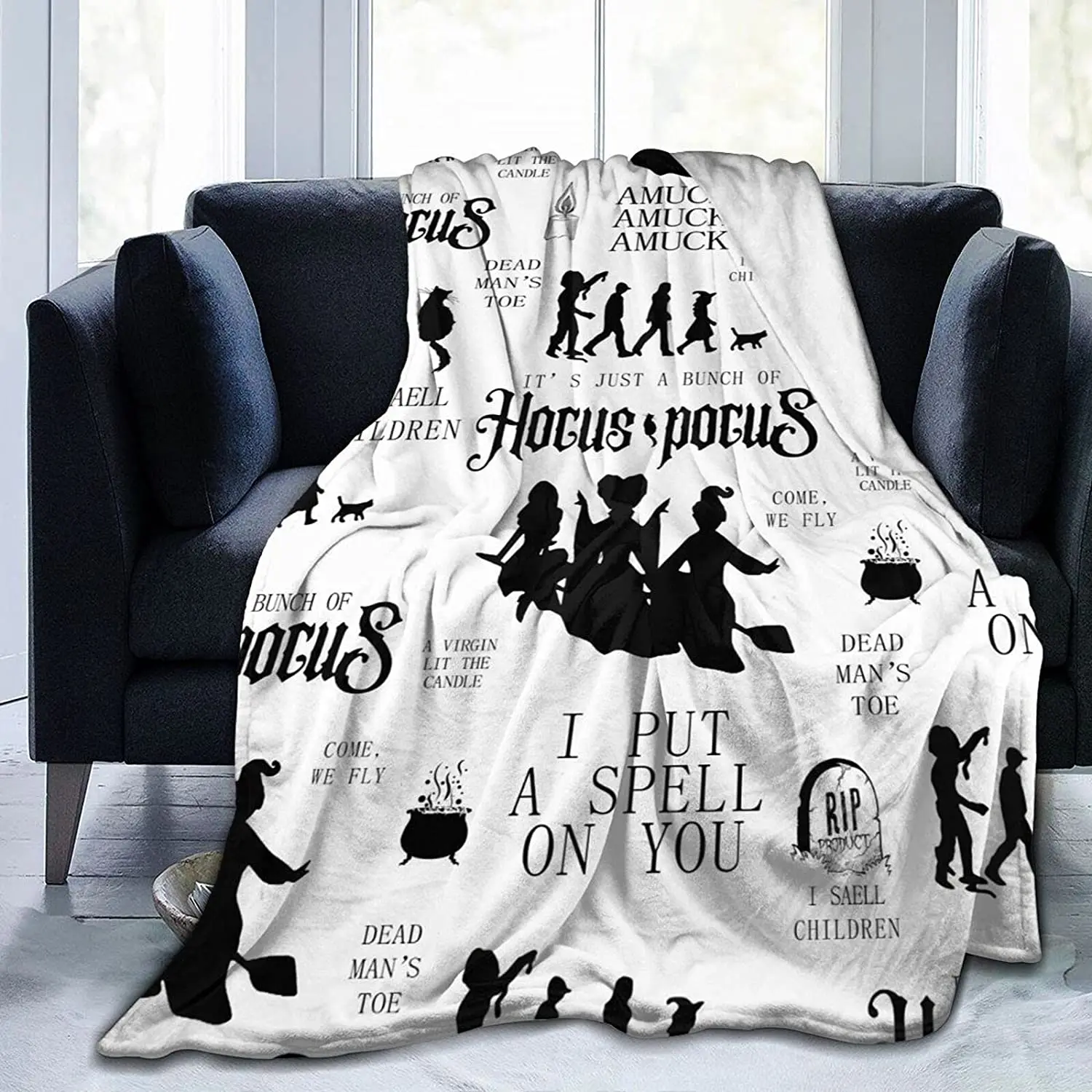 

Hocus Pocus Blanket Halloween Throw Flannel Fleece Blankets Sanderson Sisters Soft Plush Blanket for Couch Sofa Bed Home