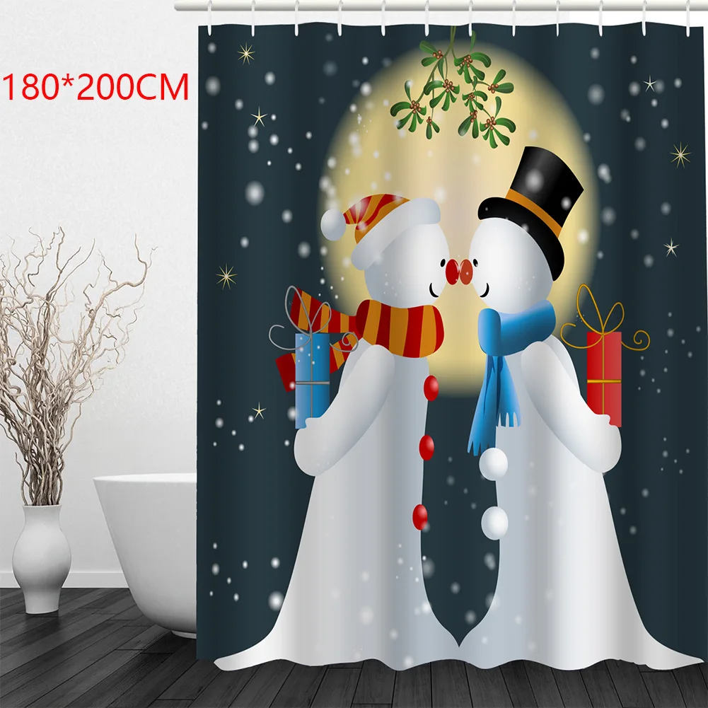 Душ Шторы снеговик с изображениями на тему Рождества Водонепроницаемая