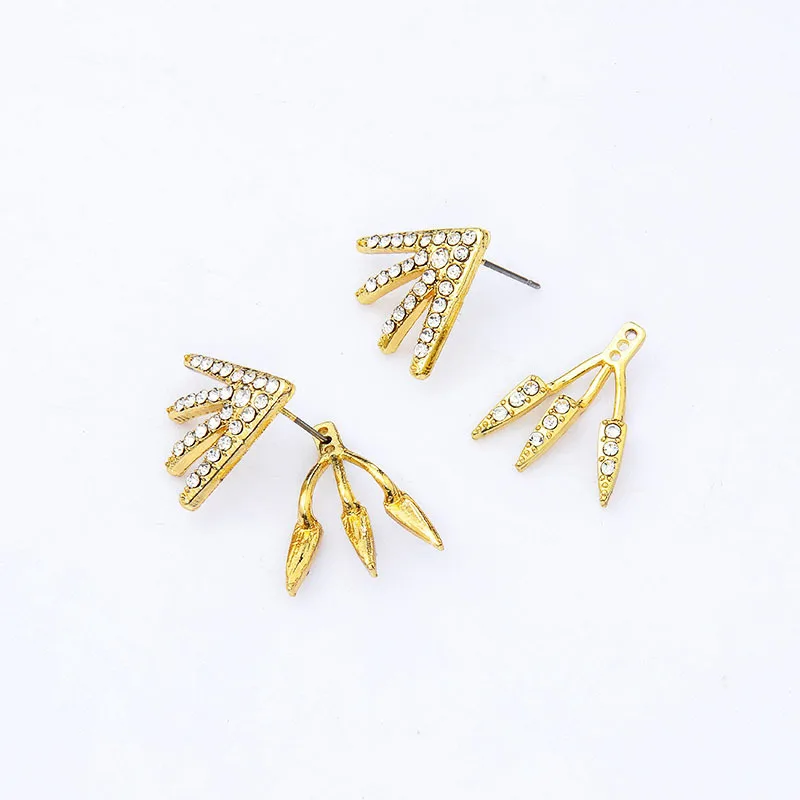 Европейские и американские модные серьги с сплавом стразы двухслойные