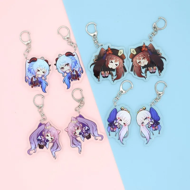 

Genshin Impact Keychain Two Sides Different Patterns Keyring Cartoon Cosplay Pendant Props Accessories Gifts Women Man Holder