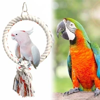 pet parrot birds cage toy cotton rope circle ring stand chewing bite hanging swing climbing play toys for cockatiel