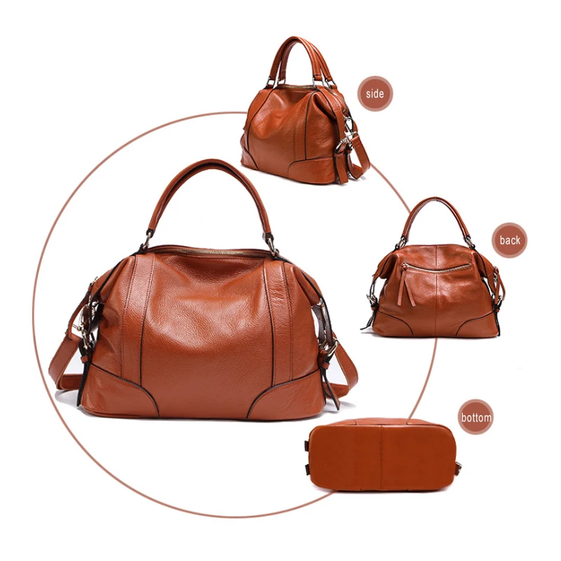 

2020 Autumn and Winter Genuine Leather Handbag Large Capacity Satchels Dumpling Bags Fashion Wild Women Shoulder Messenger Bags