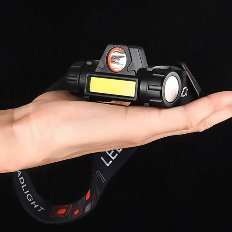 

LED Headlamp With Spotlight COB Floodlight Adjustable Degree For Hiking Running Outdoor Magnetic USB Rechargeable Headlight