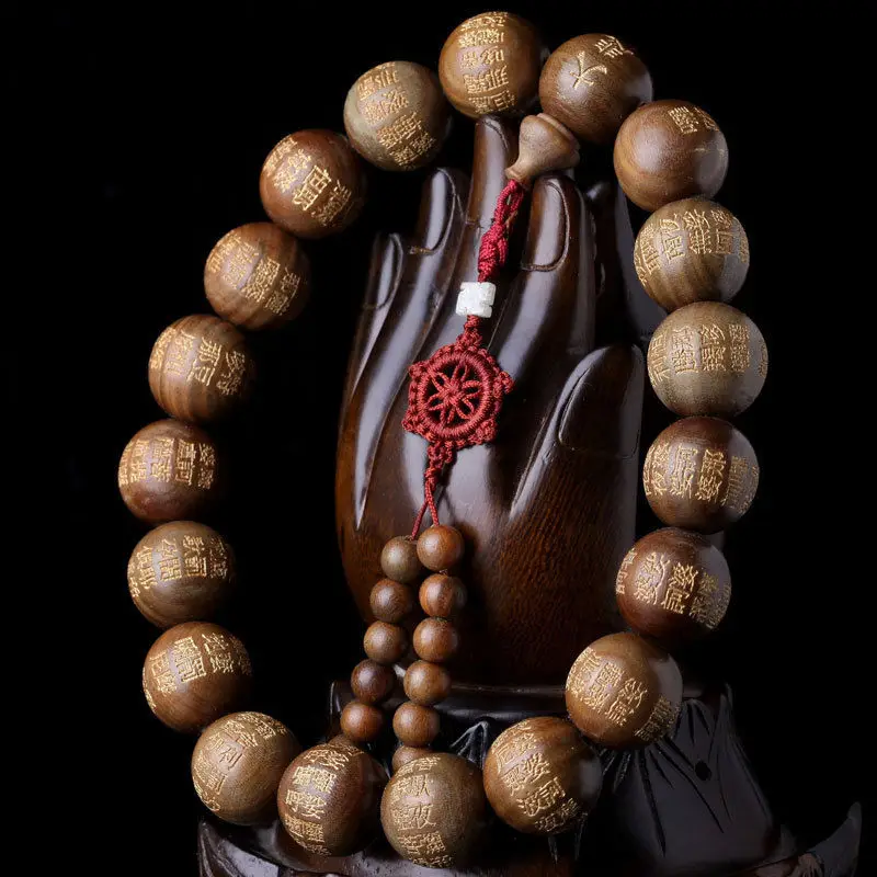 Зеленое сандаловое дерево тибетское буддистское Писание 18 + 1 четки Мала