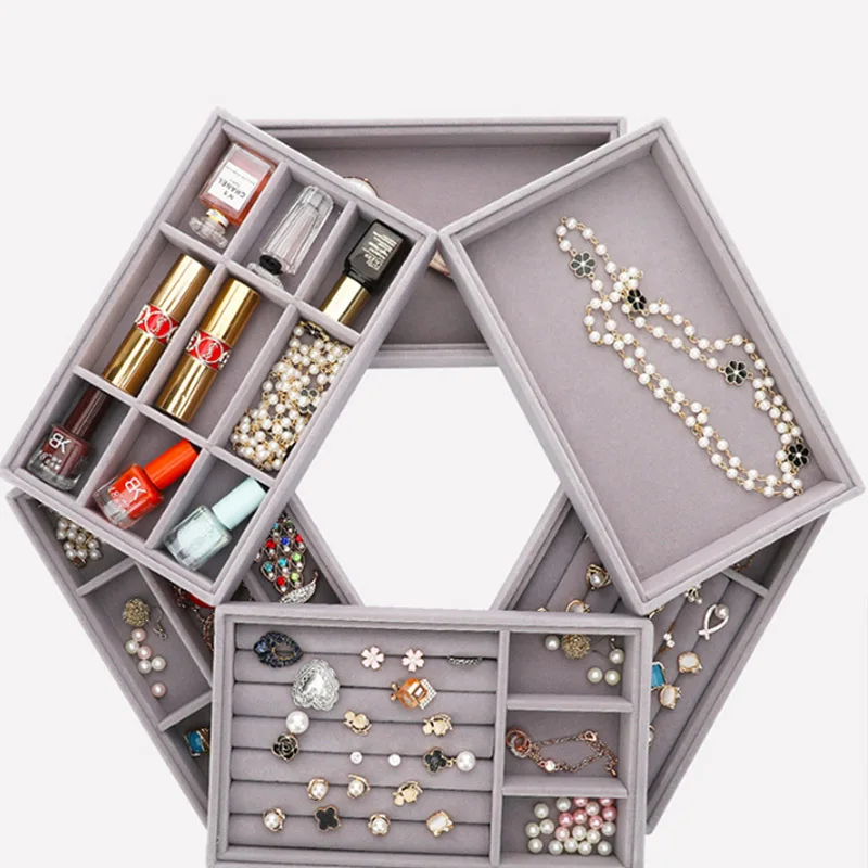 Органайзер для ювелирных изделий сделай сам серый ящик хранения колец браслетов