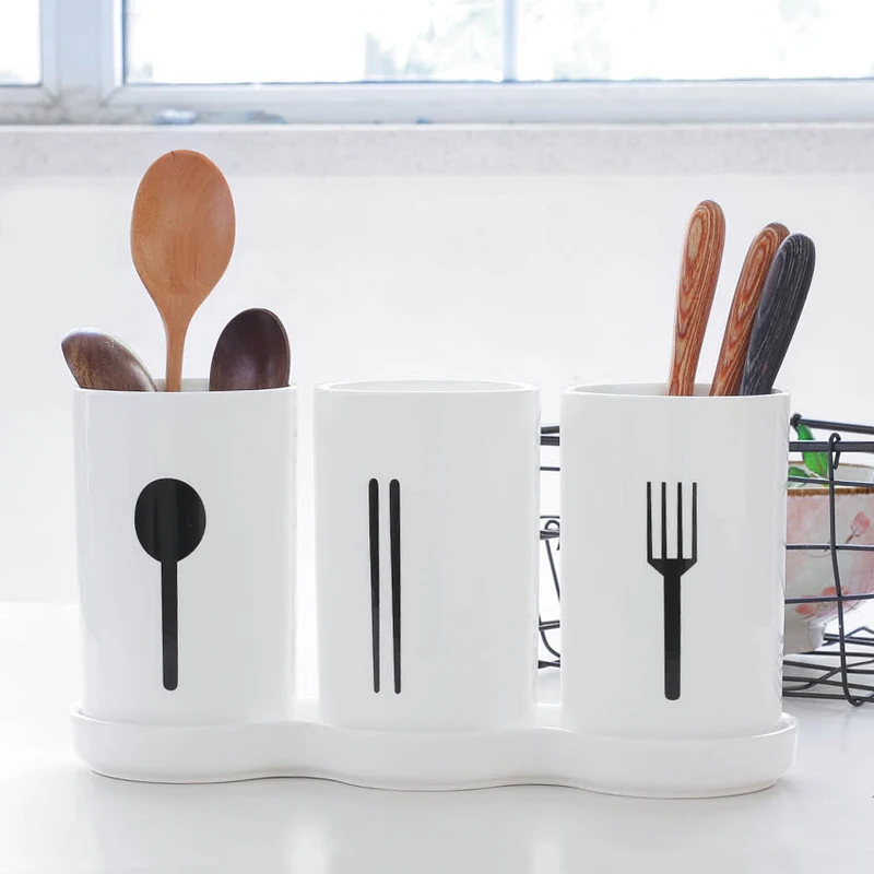 Stylish kitchen ceramic spoon knife and fork storage rack Creative chopsticks Water filtration storage holder
