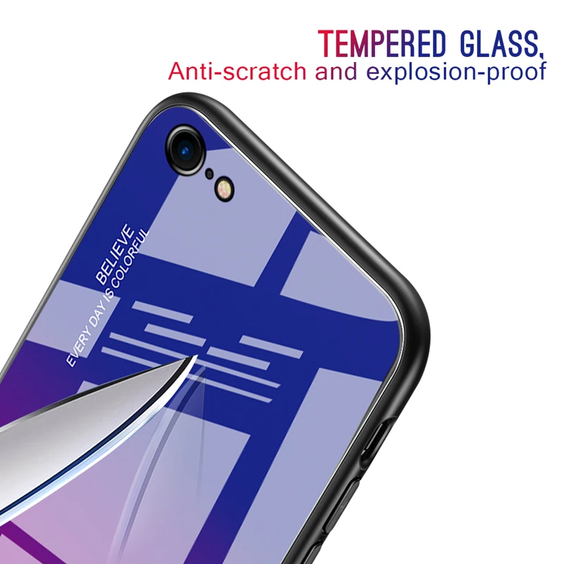 Новое градиентное закаленное стекло чехол для iPhone 6 6S 7 8 Plus на X XS XR Max чехлы