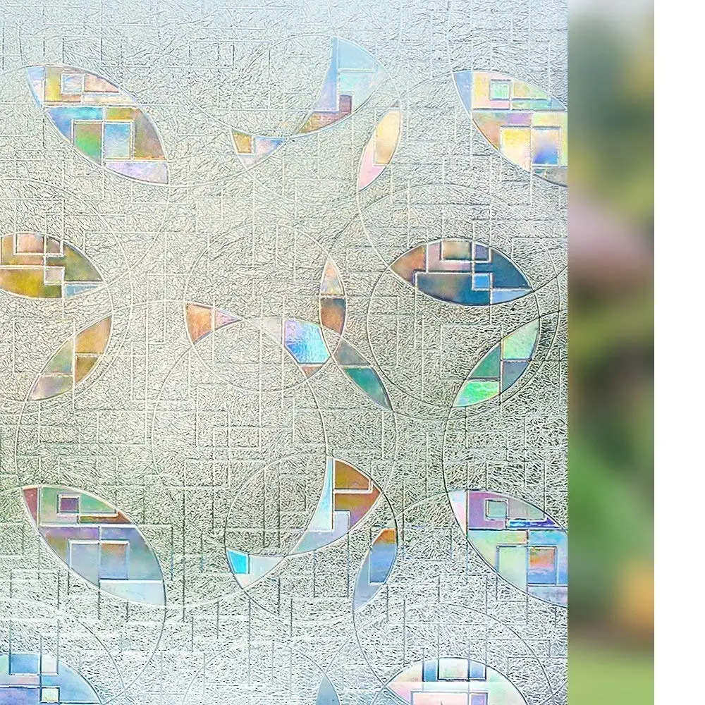 Статическая пленка для стекла с круглым узором 3D-лазерной декоративной защиты от проникновения воды и матовой защиты на окна длиной 200 см.