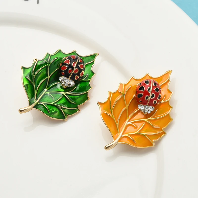 

Wuli&baby Beetle Leave Brooches For Women Classic Enamel Insect Party Office Brooch Pins Gifts