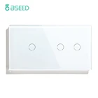 Сенсорный выключатель Bseed, 1 клавиша, 2 клавиши, европейский стандарт, 1 канал, черный, белый, золотистый, со стеклянной панелью, домашнее улучшение