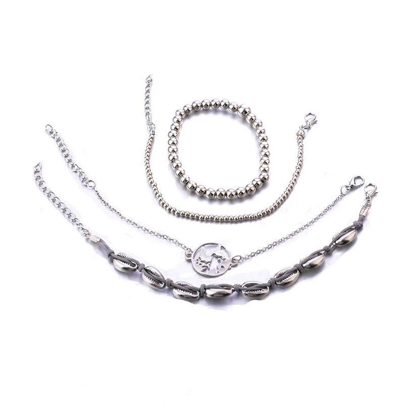 Женские браслеты в летнем стиле 4 шт./компл. с изображением карты мира пляжные