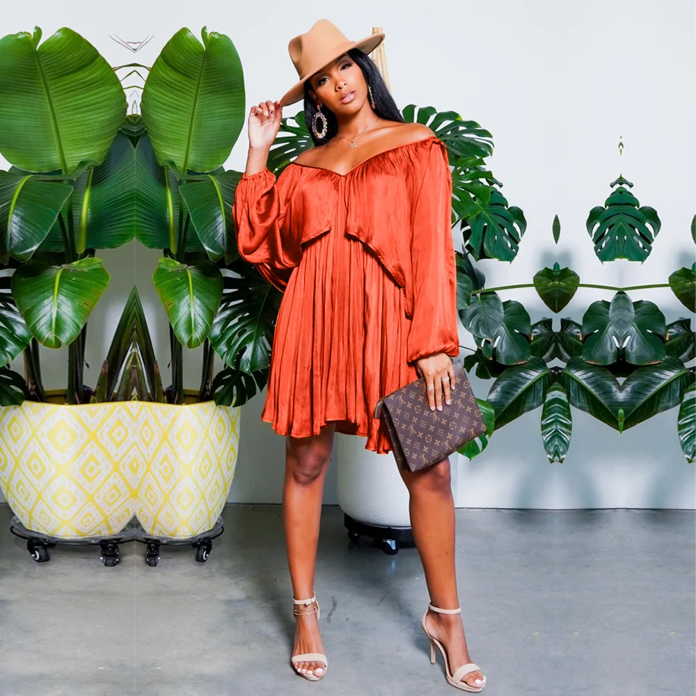 

Plus Size Green Women Chiffon Dress Sexy Puff Long Sleeve Blue Summer Dress 2021 New Off Shoulder Birthday Party Dresses