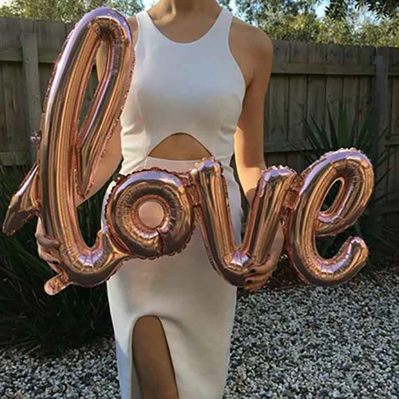

Love Letter Rose Gold Foil Balloons Helium Balloon Globos Romantic Wedding Valentines Day Decoration Anniversary Party Supplies