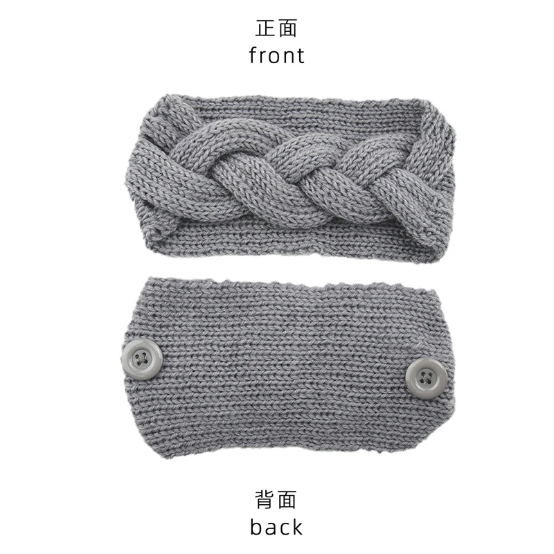 

Ear Warmer Headwraps Handmade Knitted Headband Cross-flat Hairband Button Elastic Hair Bands For Women Girls Hair Accessories