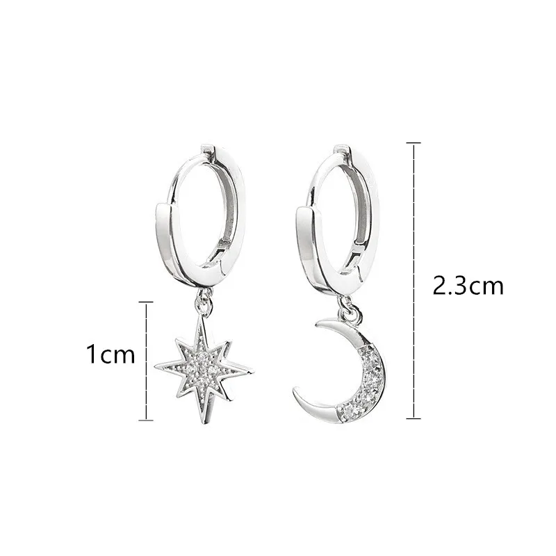 

Trendy Classic Geometric Women Dangle Earrings Asymmetric- Earrings Of Star And Moon Female All-match Pendant earrings Gift