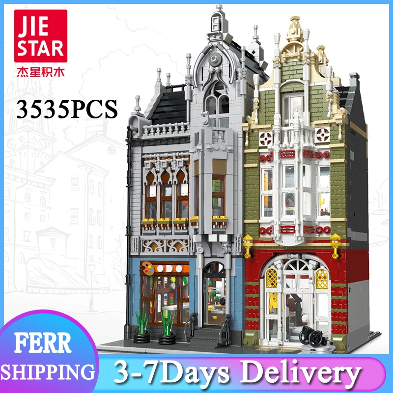 

JIESTAR 89125 MOC креативная серия уличный вид, музей оружия, 3535 шт. строительных блоков, кирпичи, модель дома, игрушки для детей, подарок