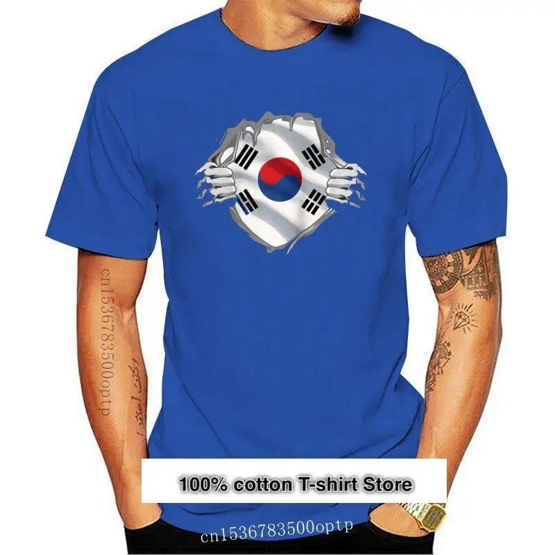 

Camiseta negra con estampado de la bandera de Corea del Sur, M-3Xl Retro con cuello redondo