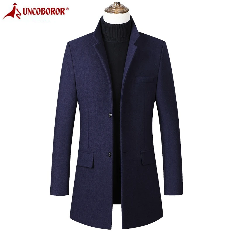 Осень-зима 2021 длинное шерстяное пальто Мужская ветровка однобортное