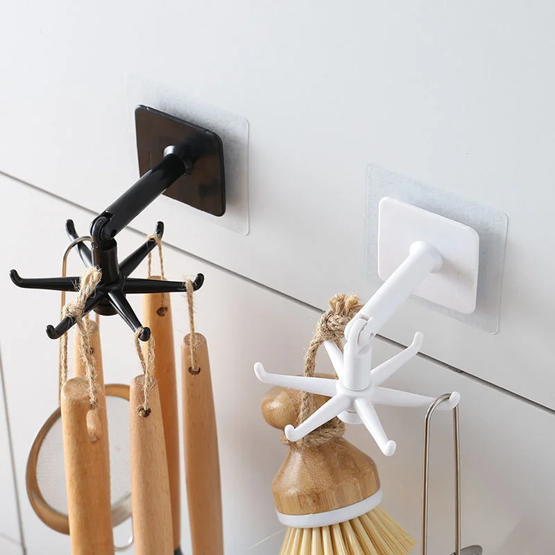 

360 Degree Rotation Storage Rack Wall Hanging Kitchen Things Shelf Multifunction Home Bathroom Sundries Hook Organize Accessory