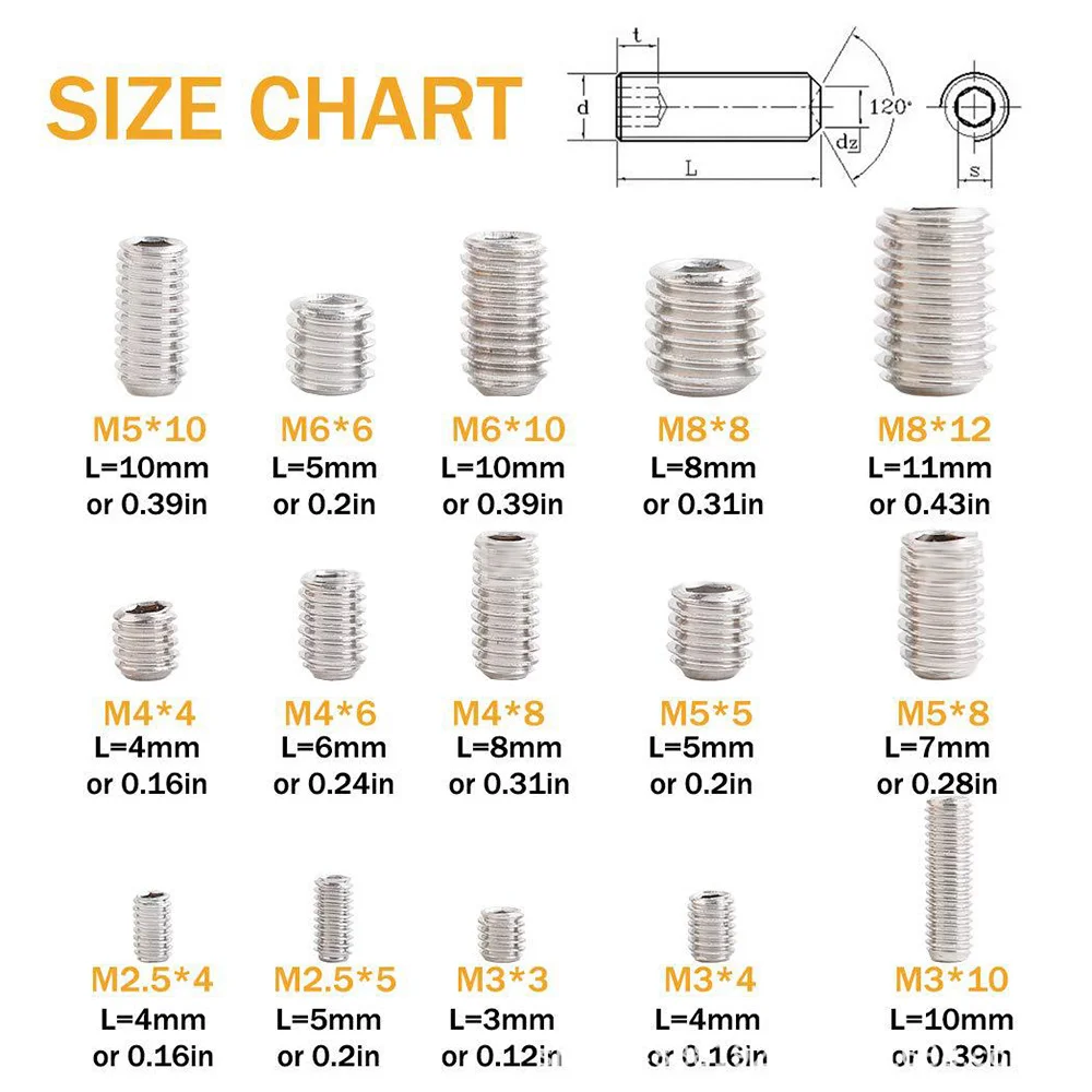 

Assorted 306pcs Stainless Steel Allen Socket Cap Head Machine Screws Durable