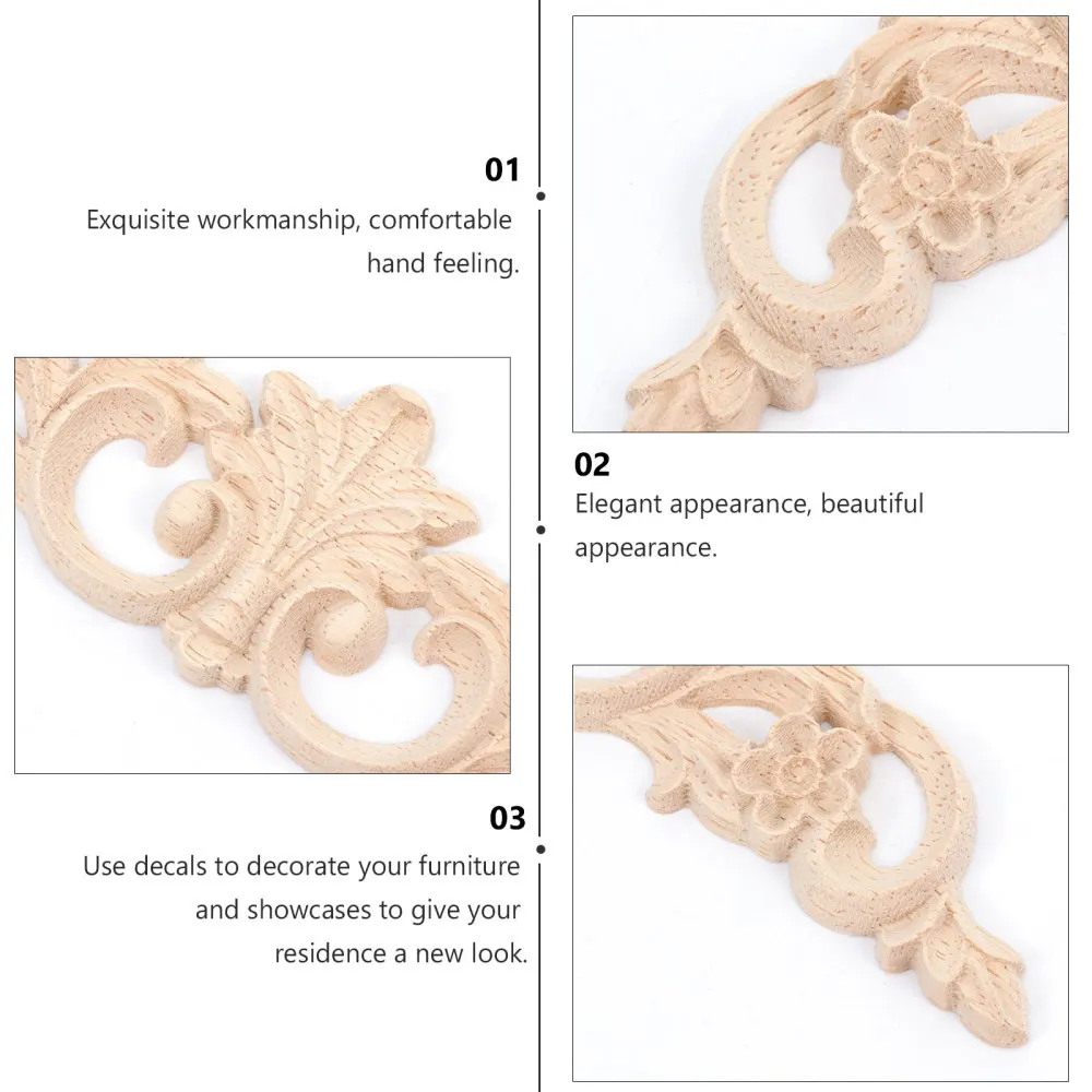 

6pcs Wood Carved Corner Onlay Door Cabinet Bed Decoration Applique