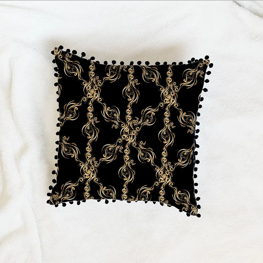 Рождественский чехол для дивана наволочка подушки с помпонами украшения дома