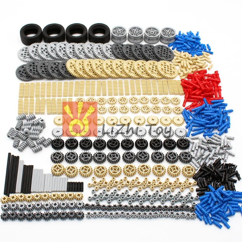 High-Tech Plastic Building Blocks Bricks Car Tires Gear Liftarm Beam Cross Axle DIY Assembling MOC Bulk Technology Set Toys | Игрушки и