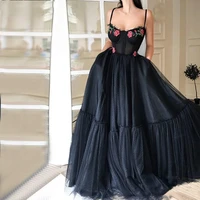 2022 sexy spaghetti straps flowers appliques evening dresses low back puffy gowns robe de soir%c3%a9e de mariage %d9%81%d8%b3%d8%a7%d8%aa%d9%8a%d9%86 %d8%a7%d9%84%d8%b3%d9%87%d8%b1%d8%a9