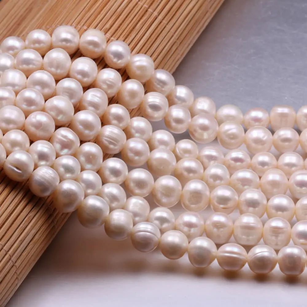 

Natural Freshwater Pearls Beaded Round Shape Punch Loose Spacer Beads For Jewelry Making DIY Bracelet Neckalce Accessories