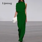 Женский комбинезон с открытыми плечами, повседневный однотонный комбинезон с широкими штанинами, для офиса, для весны, 2021