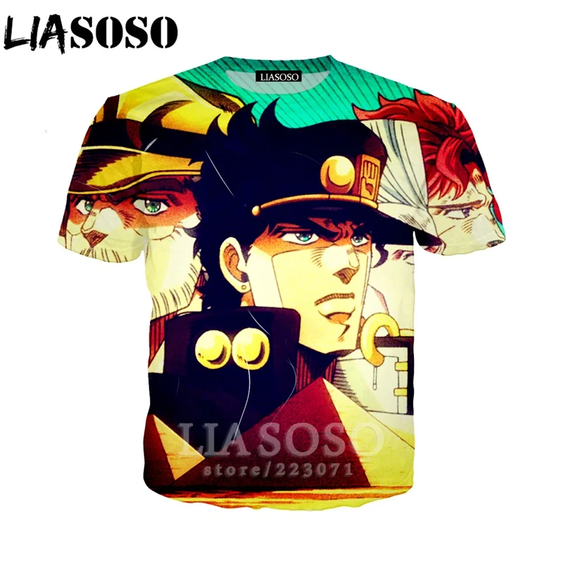 LIASOSO для мужчин женщин Kujo Jotaro Толстовка 3D принт аниме JoJo Необычные Приключения Футболка короткий рукав уличный Топ пуловер A317-07 - Цвет: 12