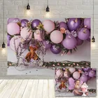 Фон для фотографий Avezano с изображением торта, воздушных шаров, цветов, новорожденных