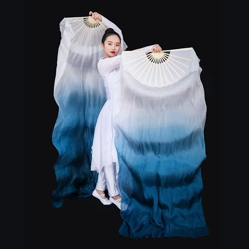 New Arrival Customized Women Silk Belly Dance Fan Veils Peacock Vertical Gradient Light Pair 1.8mx0.9m (70&quotx35&quot) | Тематическая