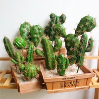 4pcs green artificial foam cactus succulents prickly pear potted plant no pot home office desktop diy house and garden decor