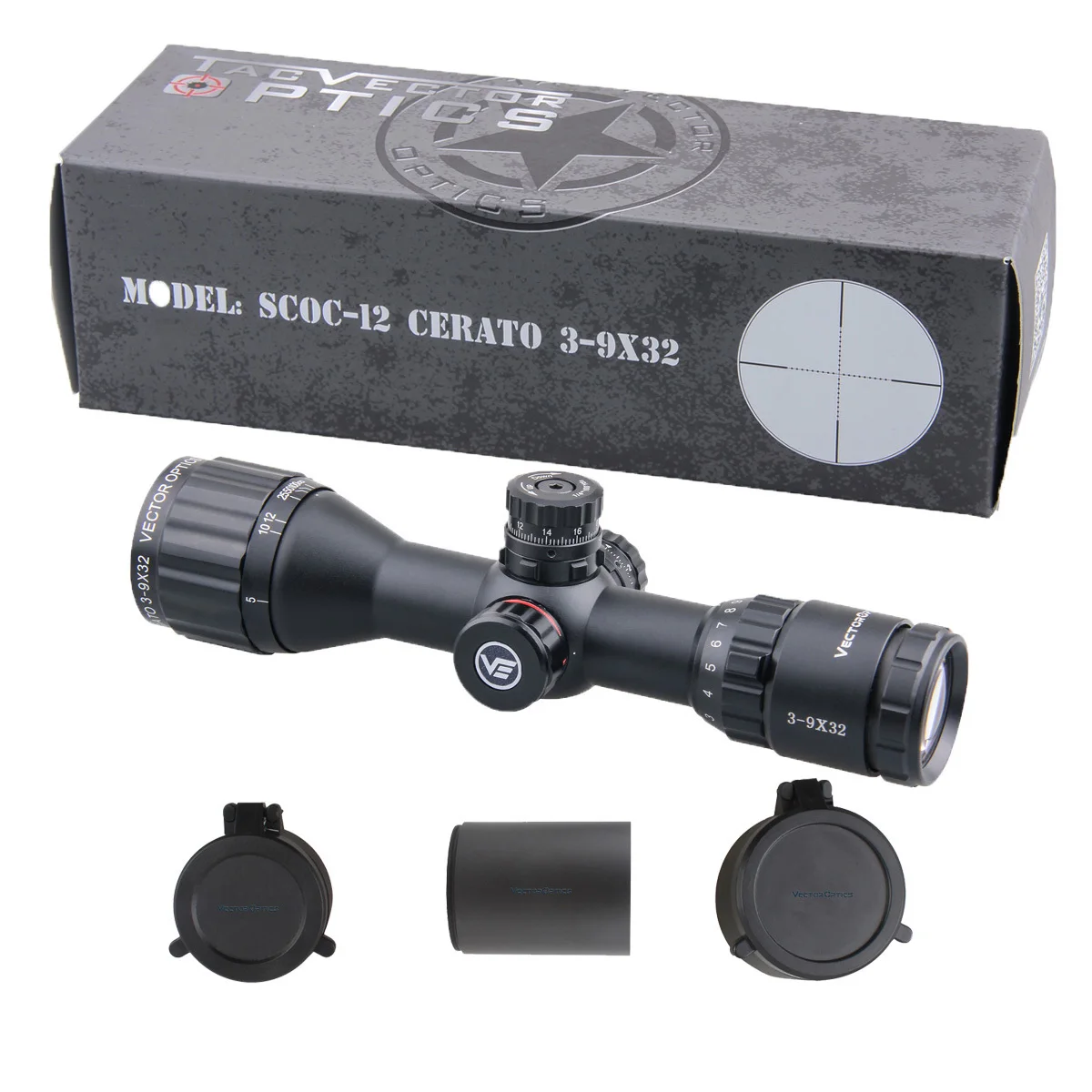 Векторная оптика Cerato 3-9x32 AOE компактный прицел объективный объектив фокусировка освещение револьверный замок Воздушный прицел