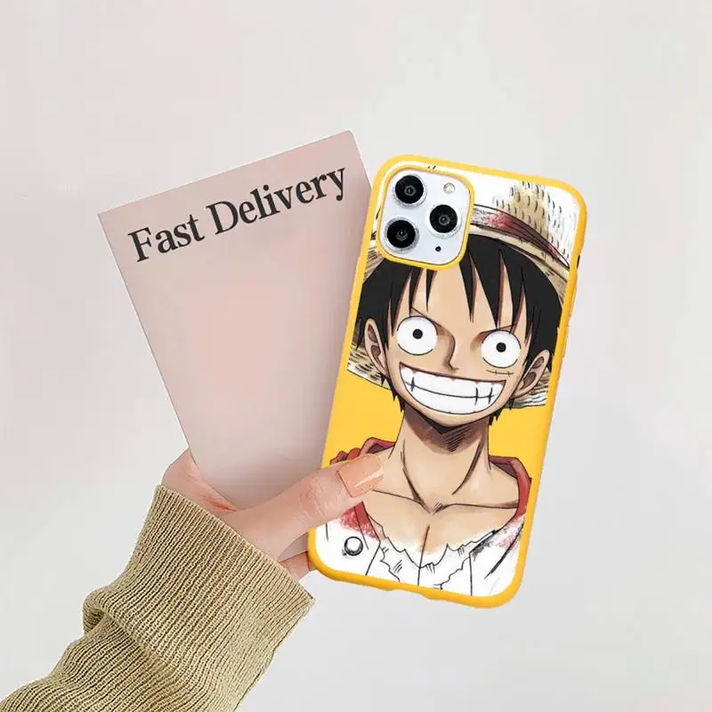 

Luffy cartoon brand Phone Case funda Candy Color for iPhone 11 12 mini pro XS MAX 8 7 6 6S Plus X SE 2020 XR