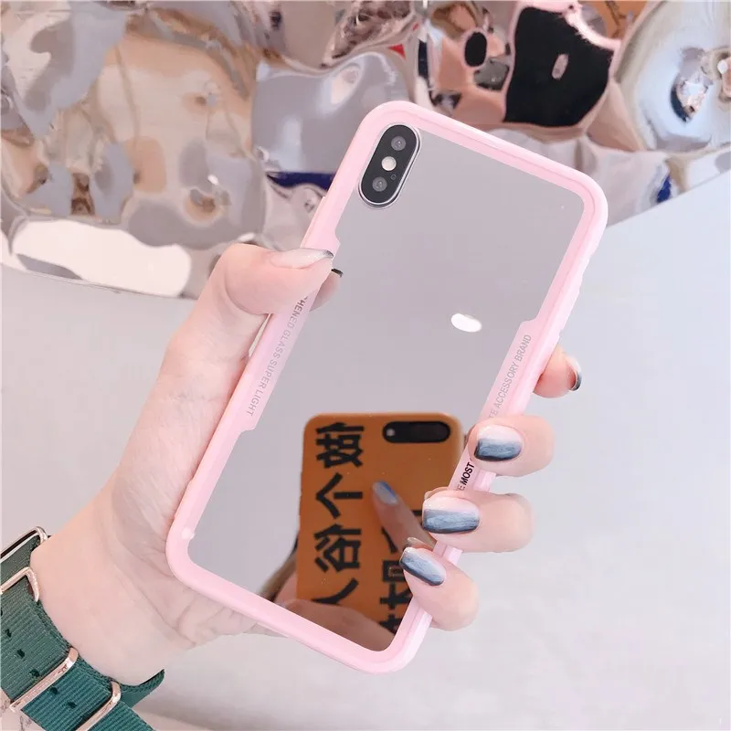 Зеркальный чехол для Iphone 13 12 11 Pro XS Max XR X 7 8 6 Plus противоударный розовый мягкий