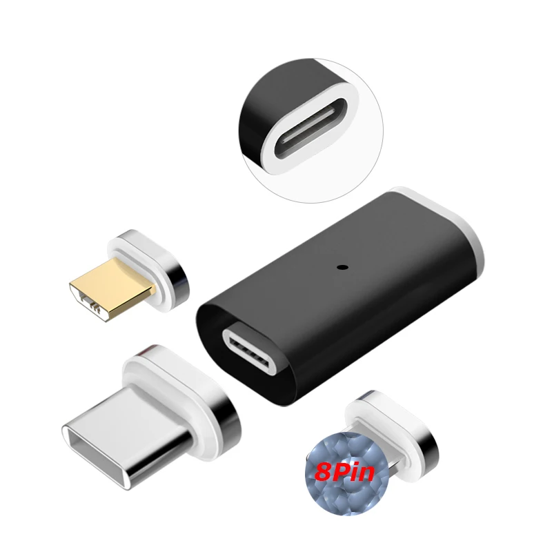 

QC3.0 3A Type-C Magnetic Adapter Data Transmit Support Type-C to Micro USB Type-C Magnetic Charger Charging for HuaWei iPhone 11