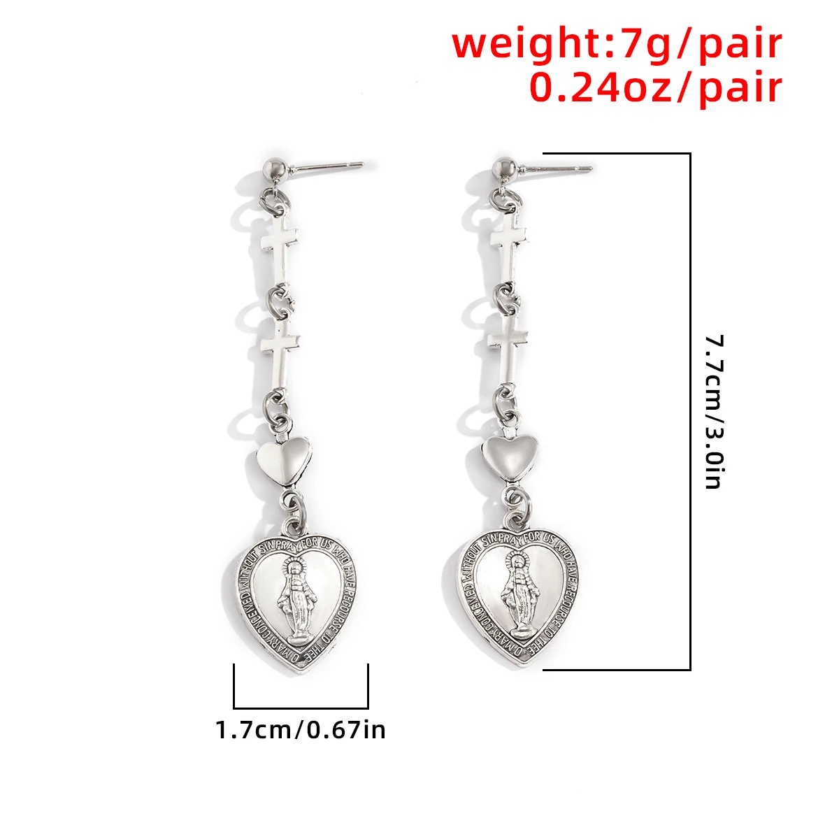 

Punk Retro Cross Jesus Drop Earrings For Women Fashion Geometric Heart Portrait Dangle Gothic Silver Color Jewelry New Korean