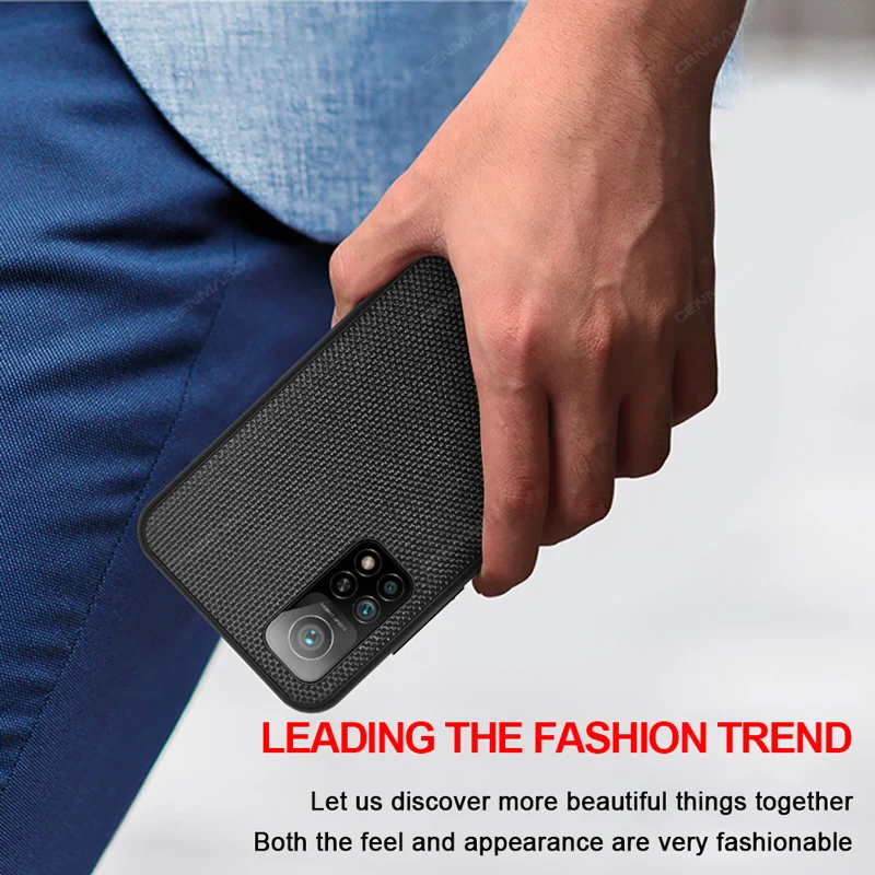 

For Xiaomi Mi 10T Pro Pocophone POCO M3 X3 NFC For Xiaomi Mi 10 Ultra Redmi K30 Ultra Case Nylon Texture Leather Back Cover