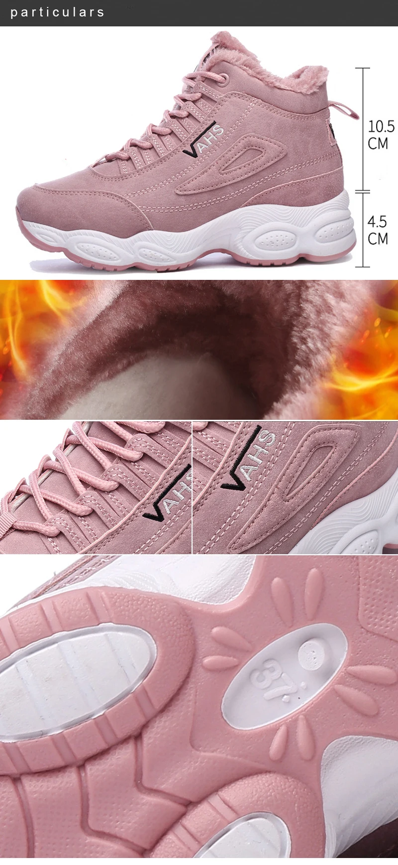 VTOTA Chunky Sneakers Women Winter Warm Shoes New Platform Wedges Shoes Tenis Feminino Pink Fur Vulcanized Shoes Snow Shoes ISN