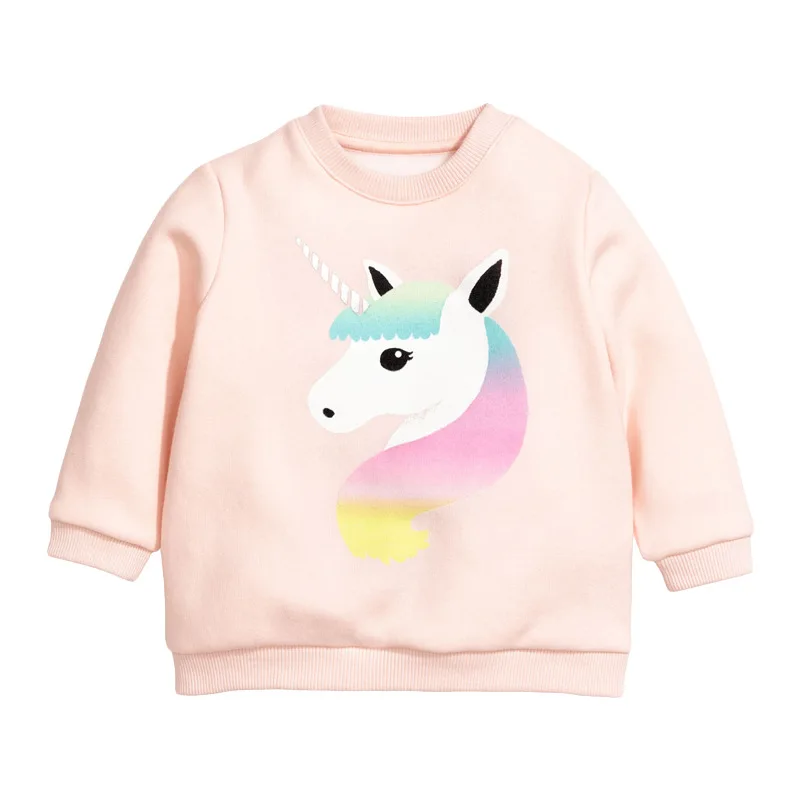 

Новинка 2021 года; Осенняя одежда для маленьких девочек Повседневный хлопковый свитер с принтом единорога розовый свитер для детей; От 2 до 7 л...