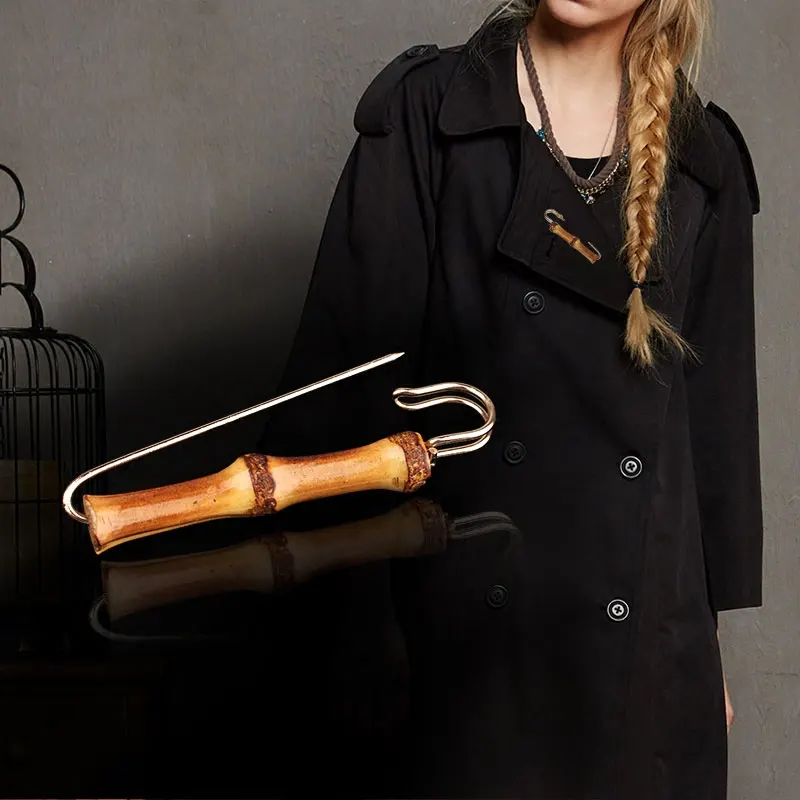 Брошь из натурального дерева и бамбука металлическая брошь булавки изящная