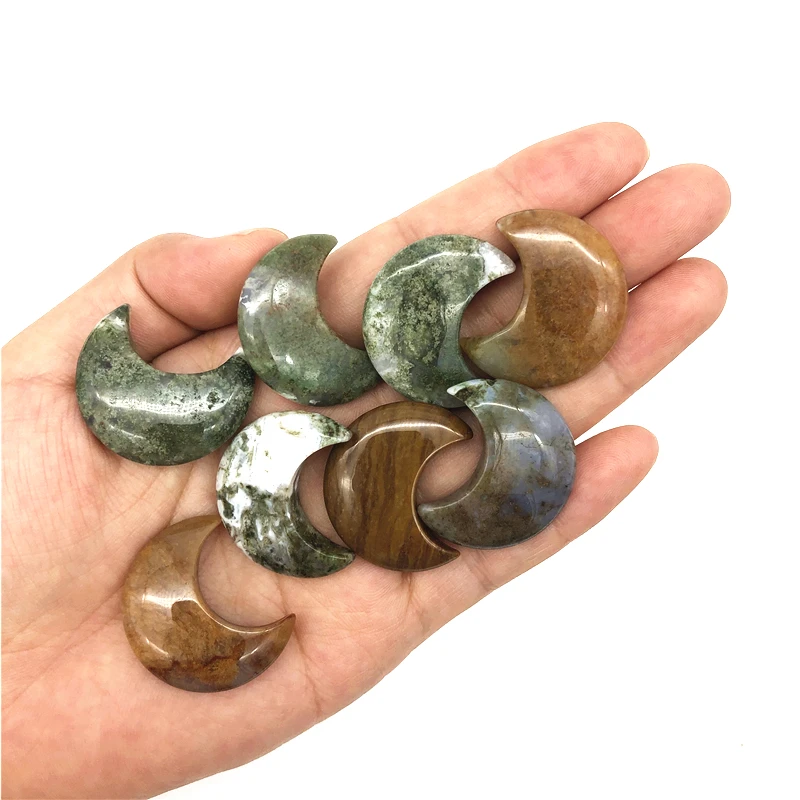 Красивый 1 шт. натуральный драгоценный камень в форме Луны из индийского агата