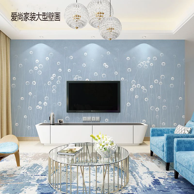 TV background wall mural simple modern living room decoration film and television bedroom dandelion 3D Wallpaper Waterproof |