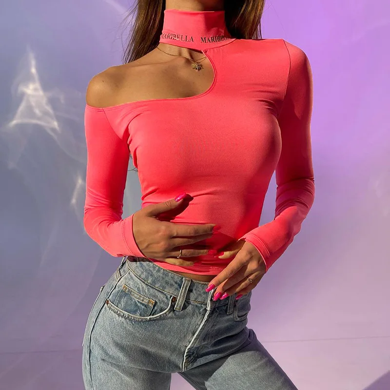 Женская Офисная Футболка с воротником хомутиком уличная одежда повседневные