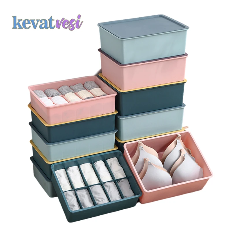 

1/10/15 Compartment Underwear Storage Box Stackable Storage Box for Underwear Socks Wardrobe Closet Organizer Ties Socks Boxes