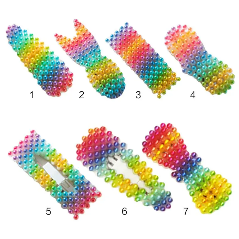 Заколка для волос с радужными искусственными жемчужинами девочек и женщин