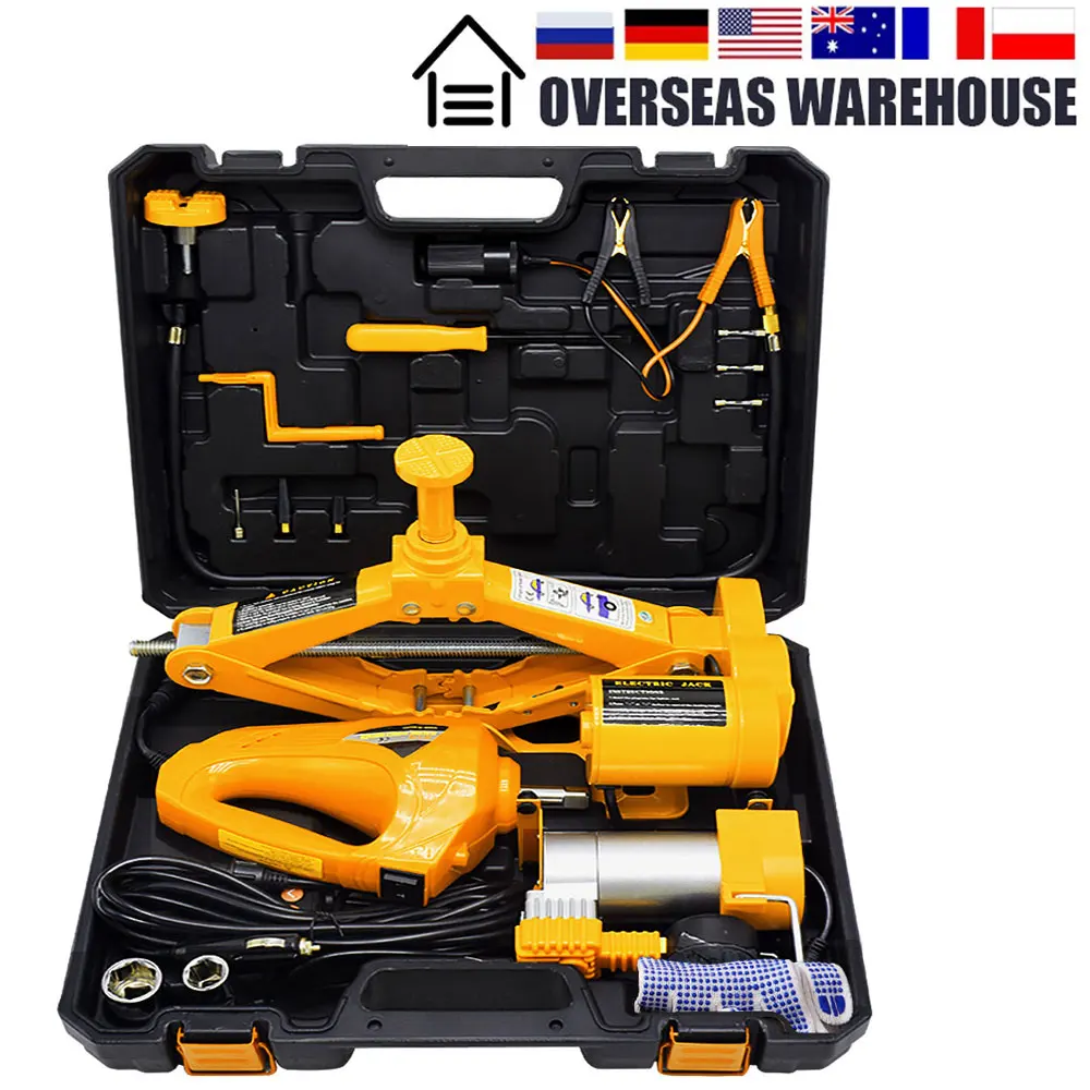 3T Electric Car Jack Lifting Kit 12V 3 in 1 Jacks Set With Impact Wrench And Air Pump Automobile For Lift Tools |